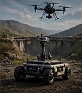 Baraj önünde denetim aracı ve drone
